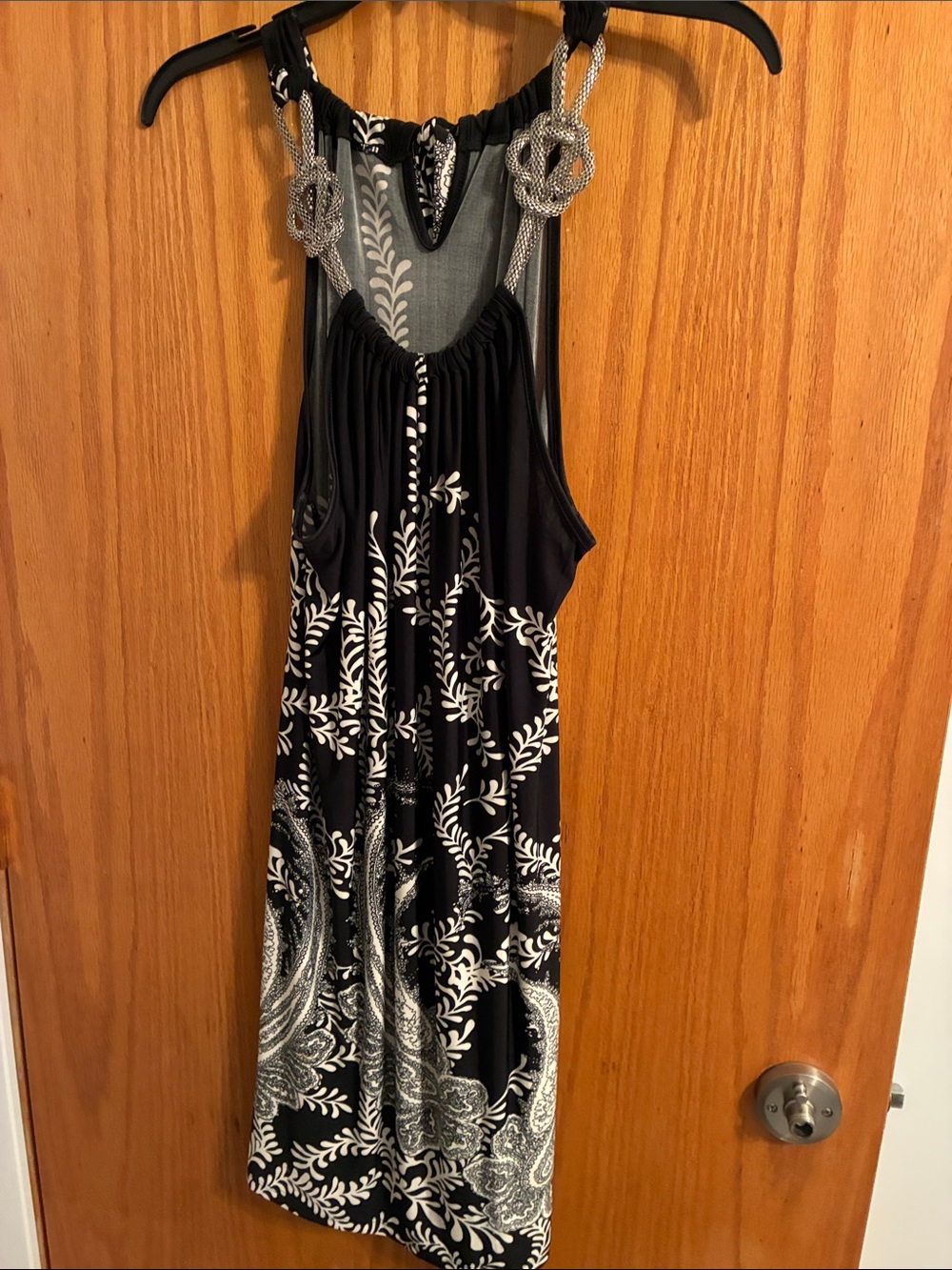 Black & White HalterDress with Silver Rope Detail